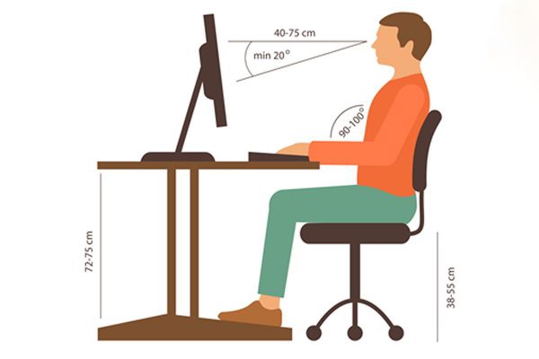 Duy trì tư thế ngồi làm việc đúng đóng vai trò quan trọng trong việc ngăn ngừa và làm giảm hội chứng thị giác màn hình